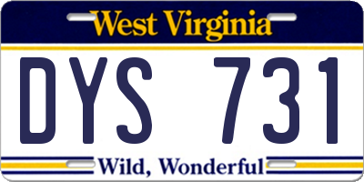 WV license plate DYS731