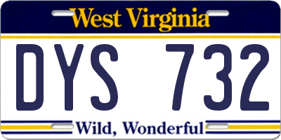WV license plate DYS732