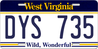 WV license plate DYS735