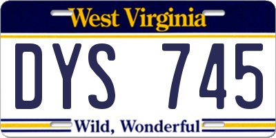 WV license plate DYS745