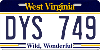 WV license plate DYS749