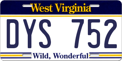 WV license plate DYS752