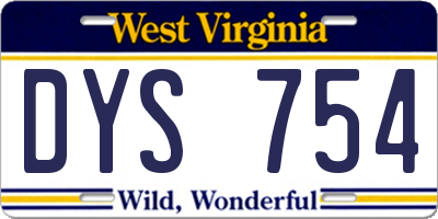 WV license plate DYS754