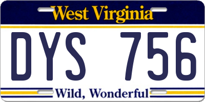 WV license plate DYS756