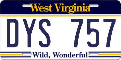 WV license plate DYS757