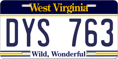 WV license plate DYS763
