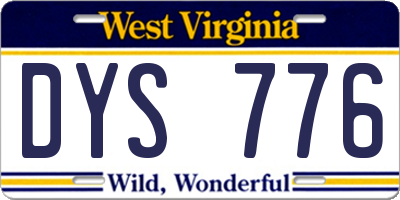 WV license plate DYS776