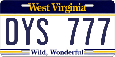WV license plate DYS777