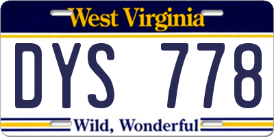 WV license plate DYS778