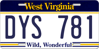 WV license plate DYS781