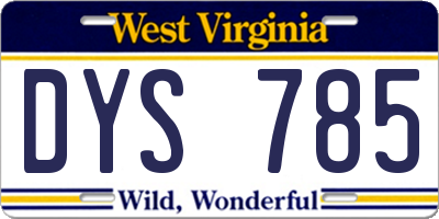 WV license plate DYS785