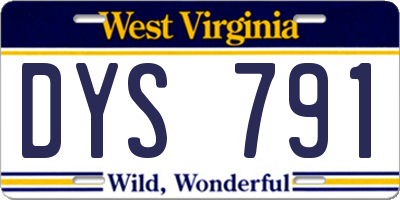 WV license plate DYS791