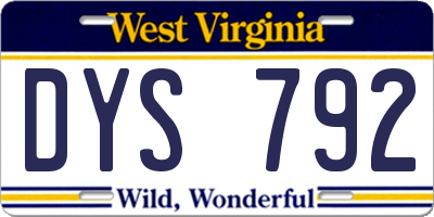 WV license plate DYS792
