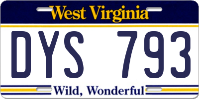 WV license plate DYS793