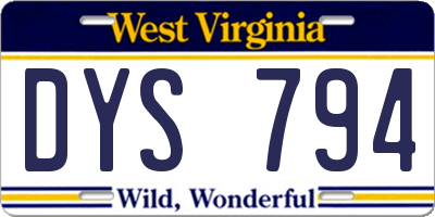WV license plate DYS794