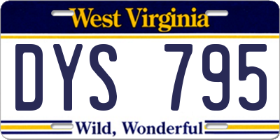 WV license plate DYS795
