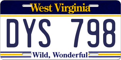 WV license plate DYS798