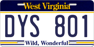 WV license plate DYS801