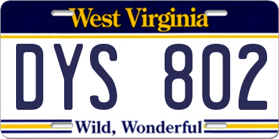 WV license plate DYS802
