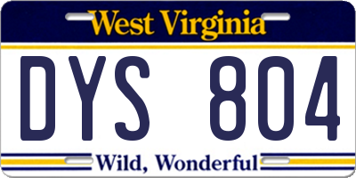 WV license plate DYS804