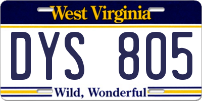 WV license plate DYS805