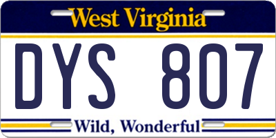 WV license plate DYS807
