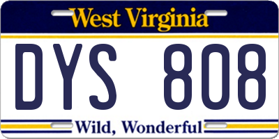 WV license plate DYS808