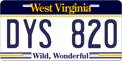 WV license plate DYS820
