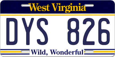 WV license plate DYS826