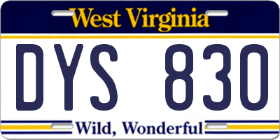 WV license plate DYS830
