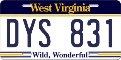 WV license plate DYS831
