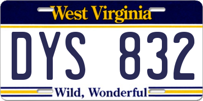 WV license plate DYS832