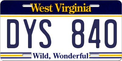 WV license plate DYS840