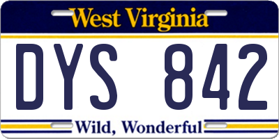 WV license plate DYS842