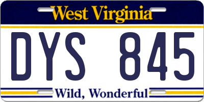 WV license plate DYS845