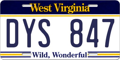 WV license plate DYS847