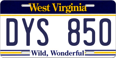 WV license plate DYS850
