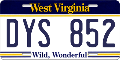 WV license plate DYS852