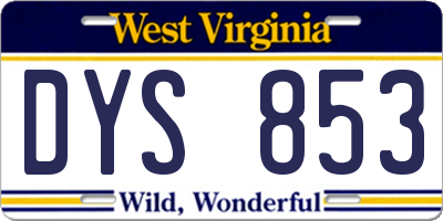 WV license plate DYS853