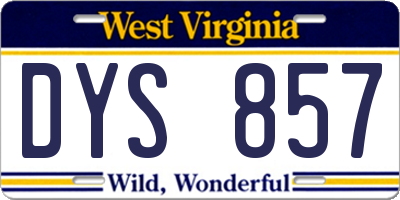 WV license plate DYS857