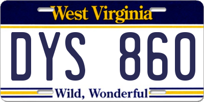 WV license plate DYS860