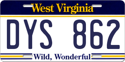 WV license plate DYS862