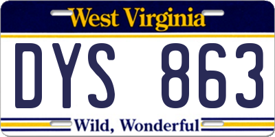 WV license plate DYS863