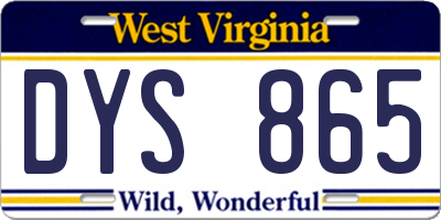 WV license plate DYS865