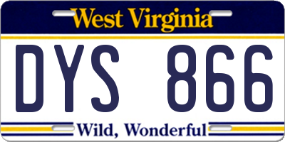 WV license plate DYS866