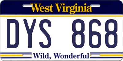 WV license plate DYS868