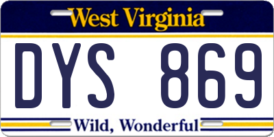 WV license plate DYS869