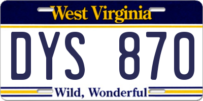WV license plate DYS870
