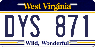 WV license plate DYS871