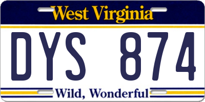 WV license plate DYS874